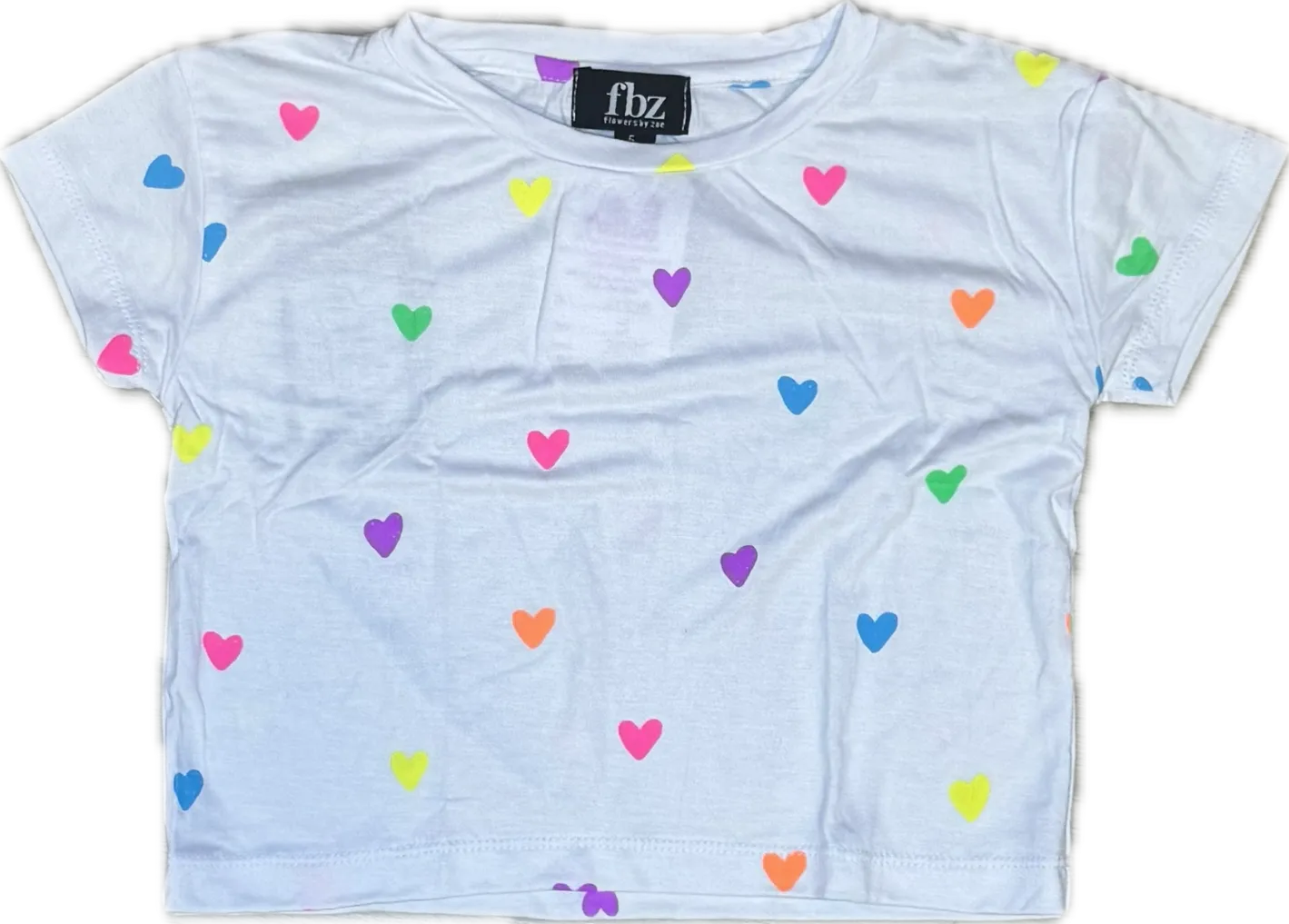 Flowers By Zoe- Multi Color Heart T-shirt (White)