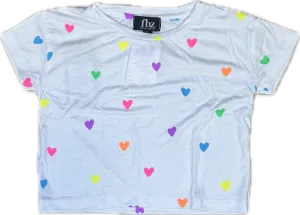 Flowers By Zoe- Multi Color Heart T-shirt (White)