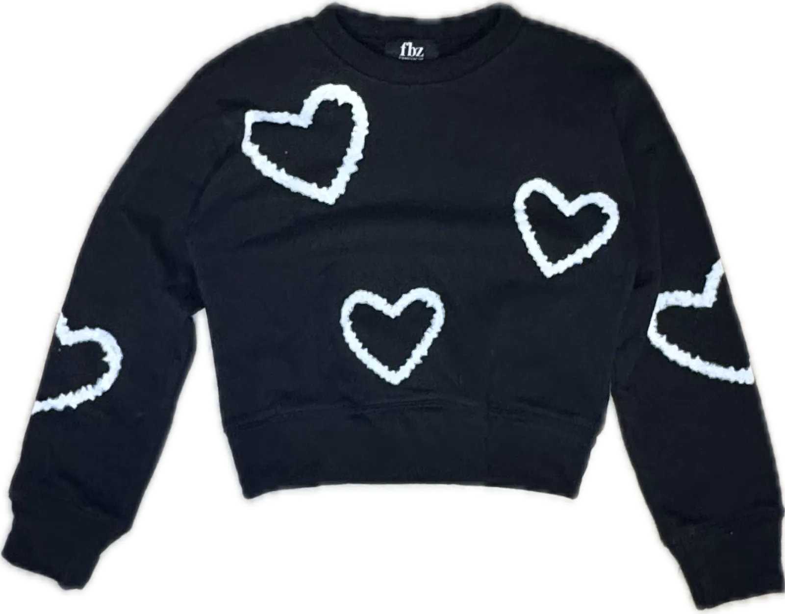FLOWERS BY ZOE- White Hearts Sweater (black)