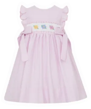 Flowers Pink Stripe Smocked Dress