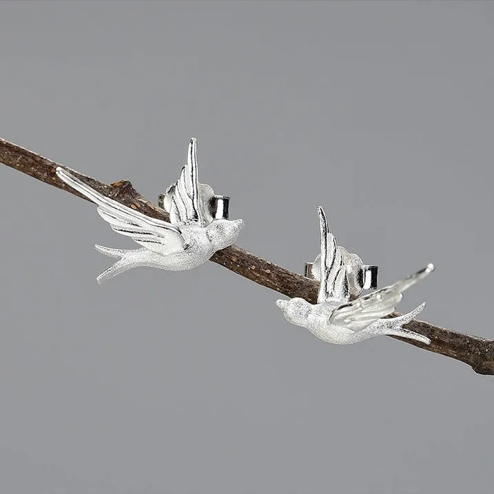 Flying Swallows Stud Earrings