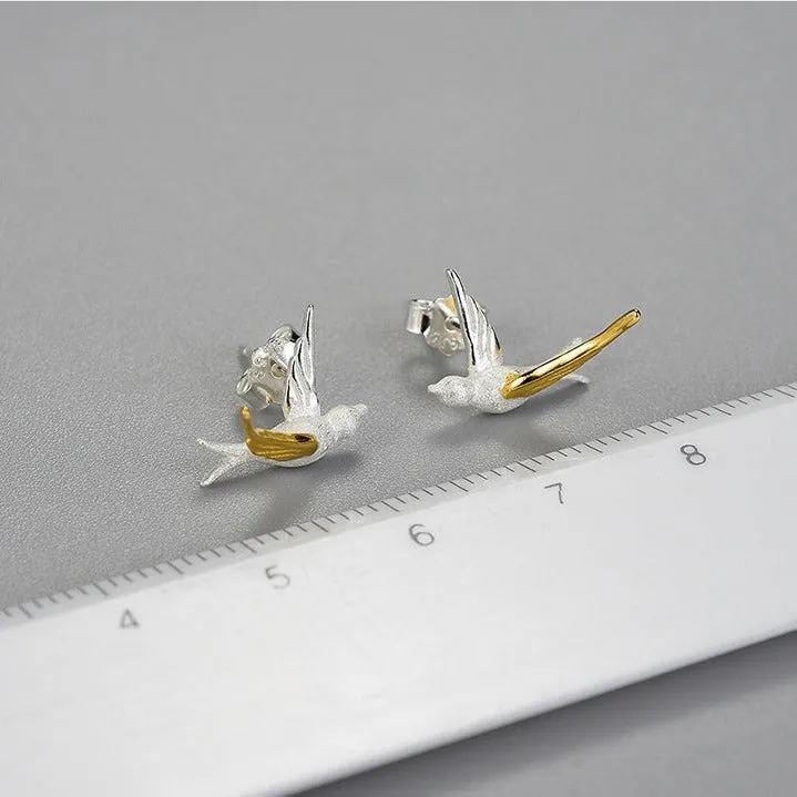 Flying Swallows Stud Earrings