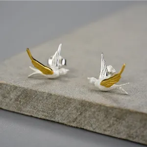 Flying Swallows Stud Earrings