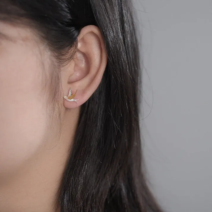Flying Swallows Stud Earrings