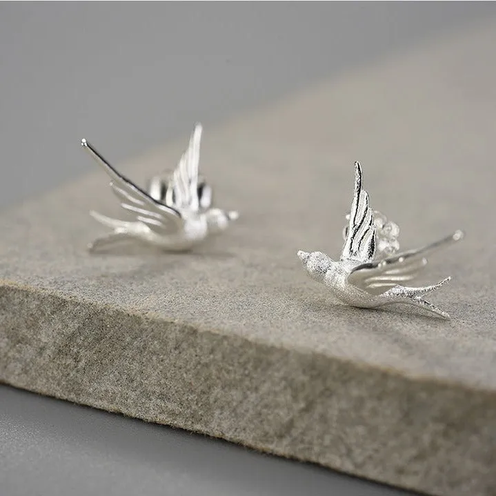 Flying Swallows Stud Earrings