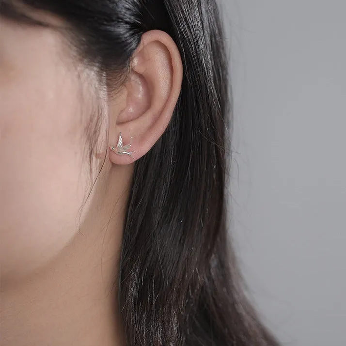 Flying Swallows Stud Earrings