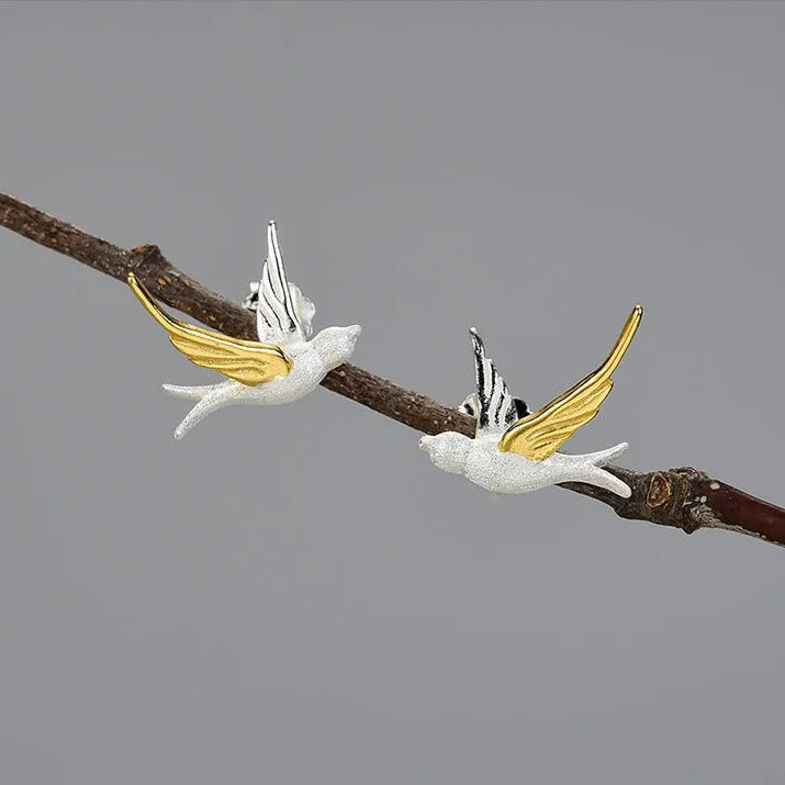 Flying Swallows Stud Earrings