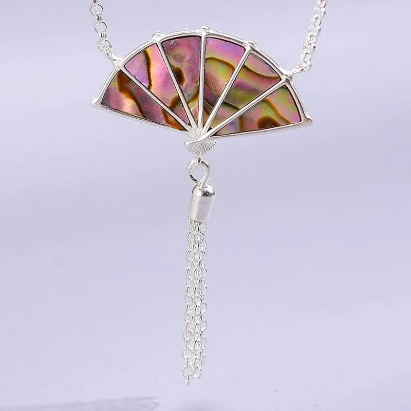 Folding Fan with Tassel Necklace