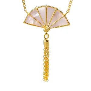 Folding Fan with Tassel Necklace