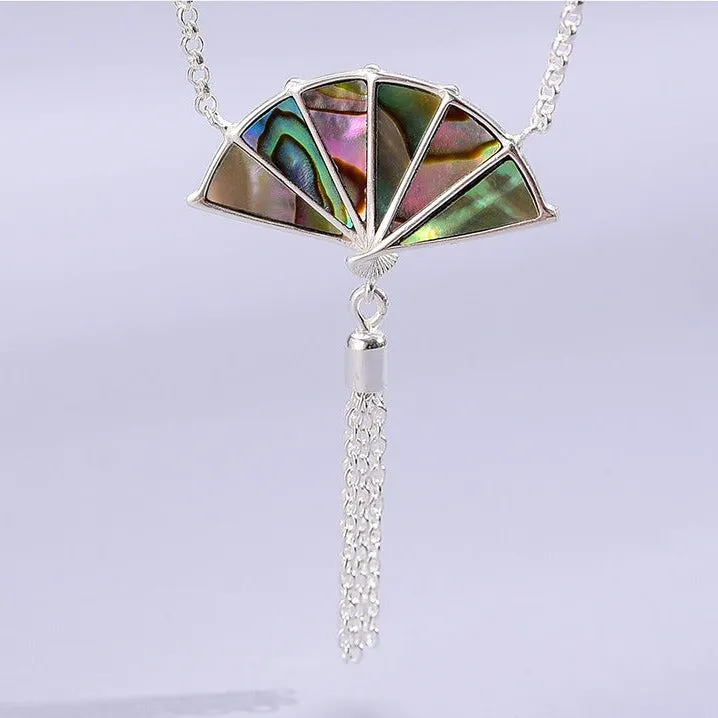 Folding Fan with Tassel Necklace