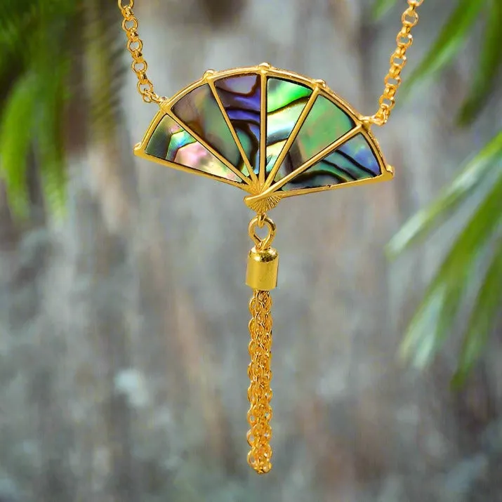 Folding Fan with Tassel Necklace