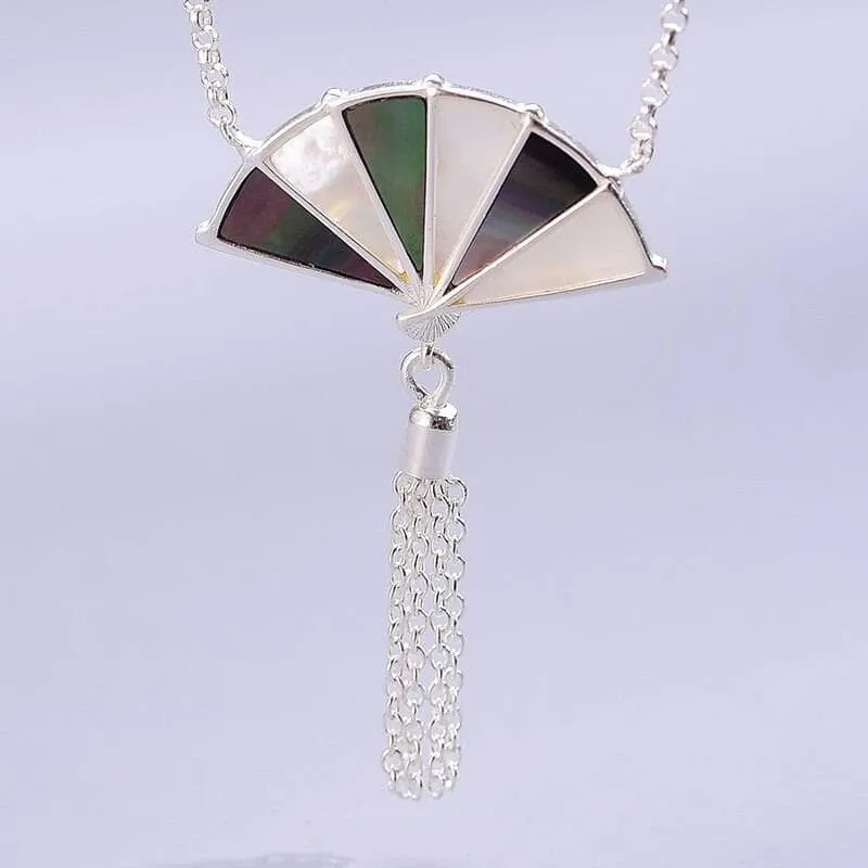 Folding Fan with Tassel Necklace