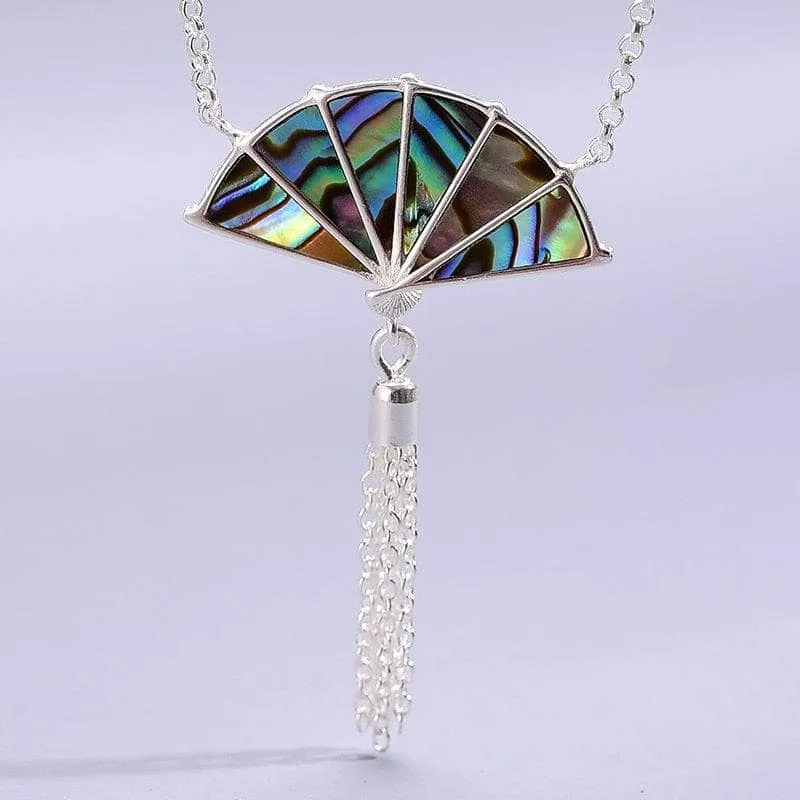 Folding Fan with Tassel Necklace