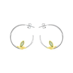Fresh Bamboo Leaves Round Hoop Earrings