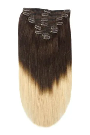 Full Head Remy Clip in Human Hair Extensions - Espresso Honey Ombre (#T2/27)