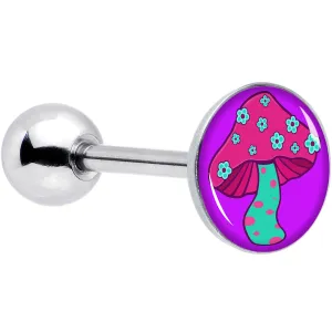 Funky Floral Mushroom Barbell Tongue Ring