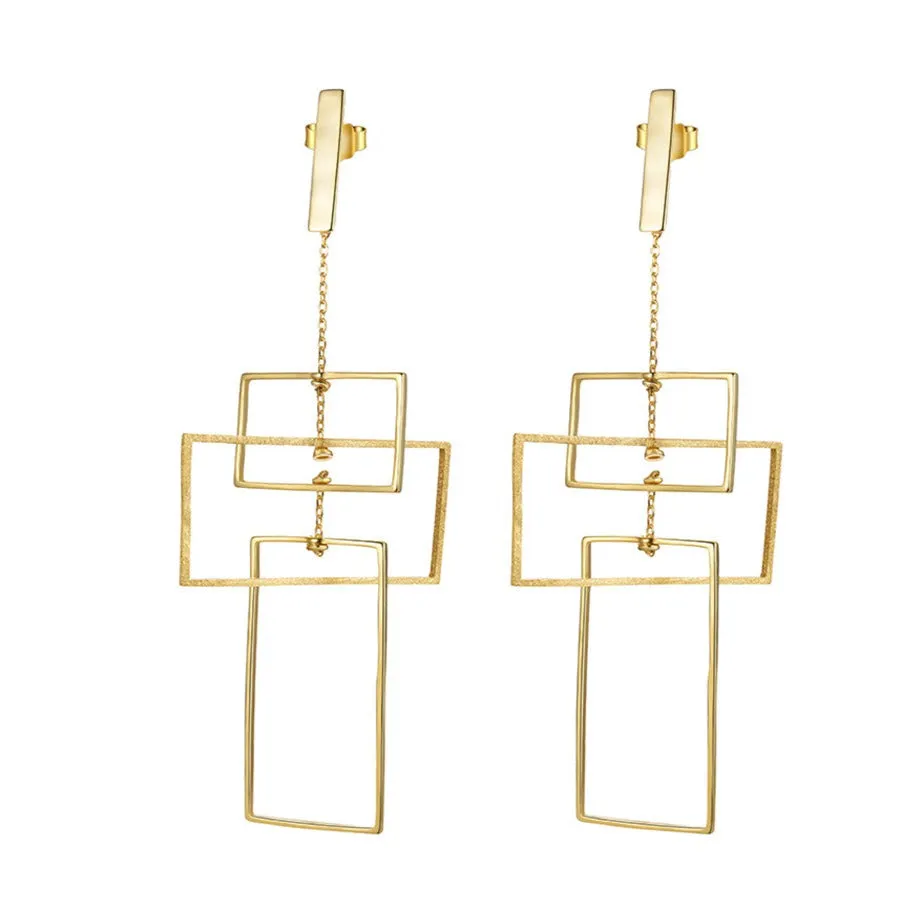 Geometric Rectangular Dangle Earrings
