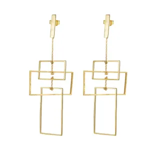 Geometric Rectangular Dangle Earrings