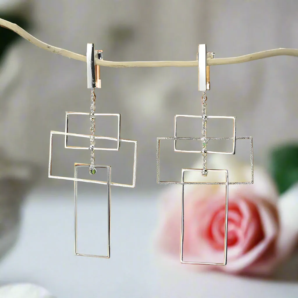 Geometric Rectangular Dangle Earrings