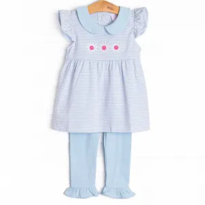 Gerbera Gal Applique Legging Set, Blue