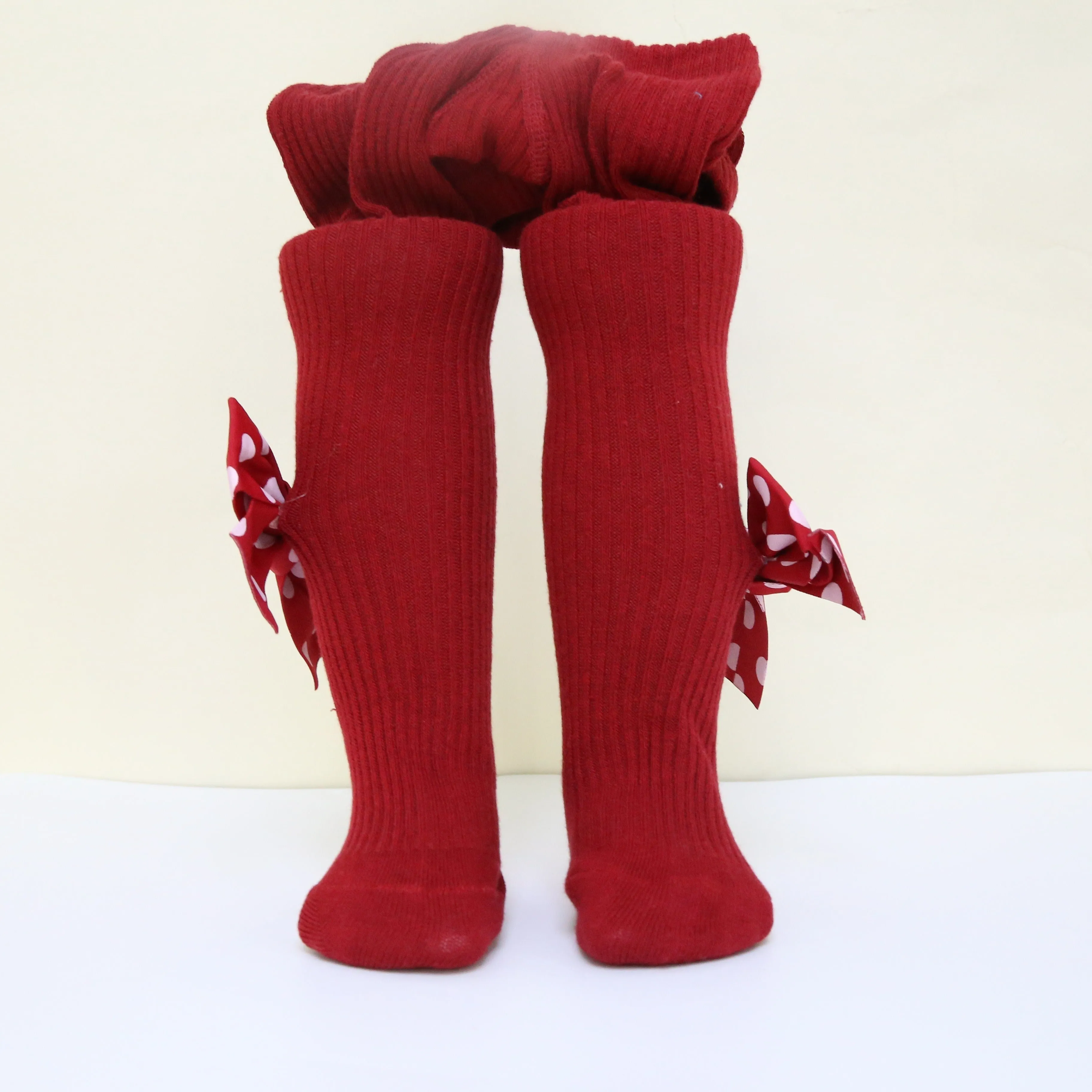 Girls' Red Polka Dot Bow Pantyhose