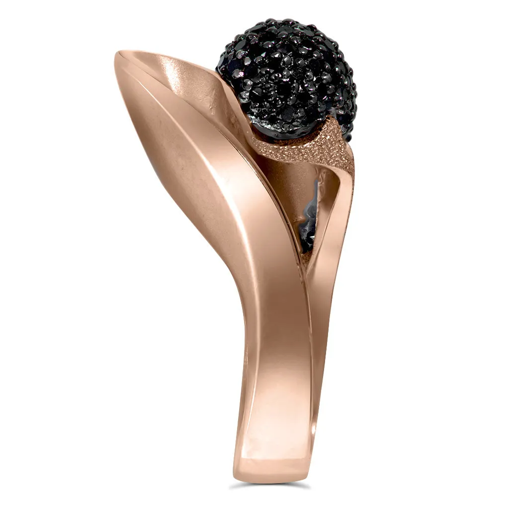 Gold Calla Ring with Black Diamonds