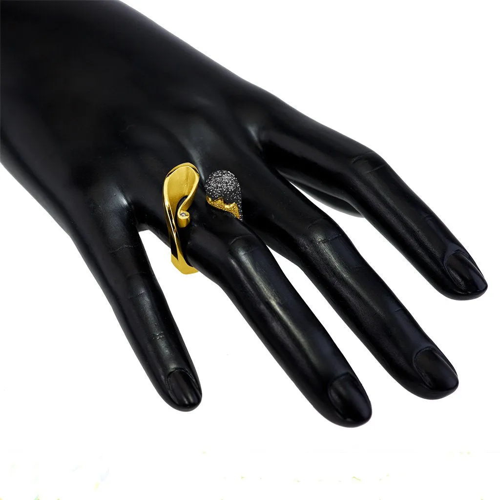 Gold Calla Ring with Black Diamonds