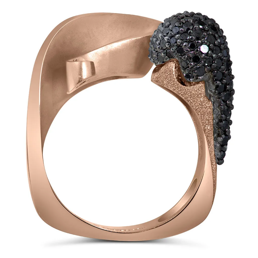 Gold Calla Ring with Black Diamonds