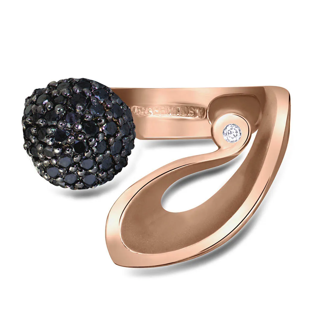 Gold Calla Ring with Black Diamonds