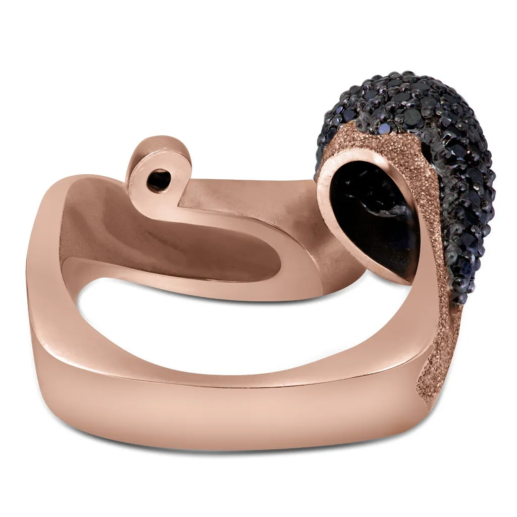 Gold Calla Ring with Black Diamonds