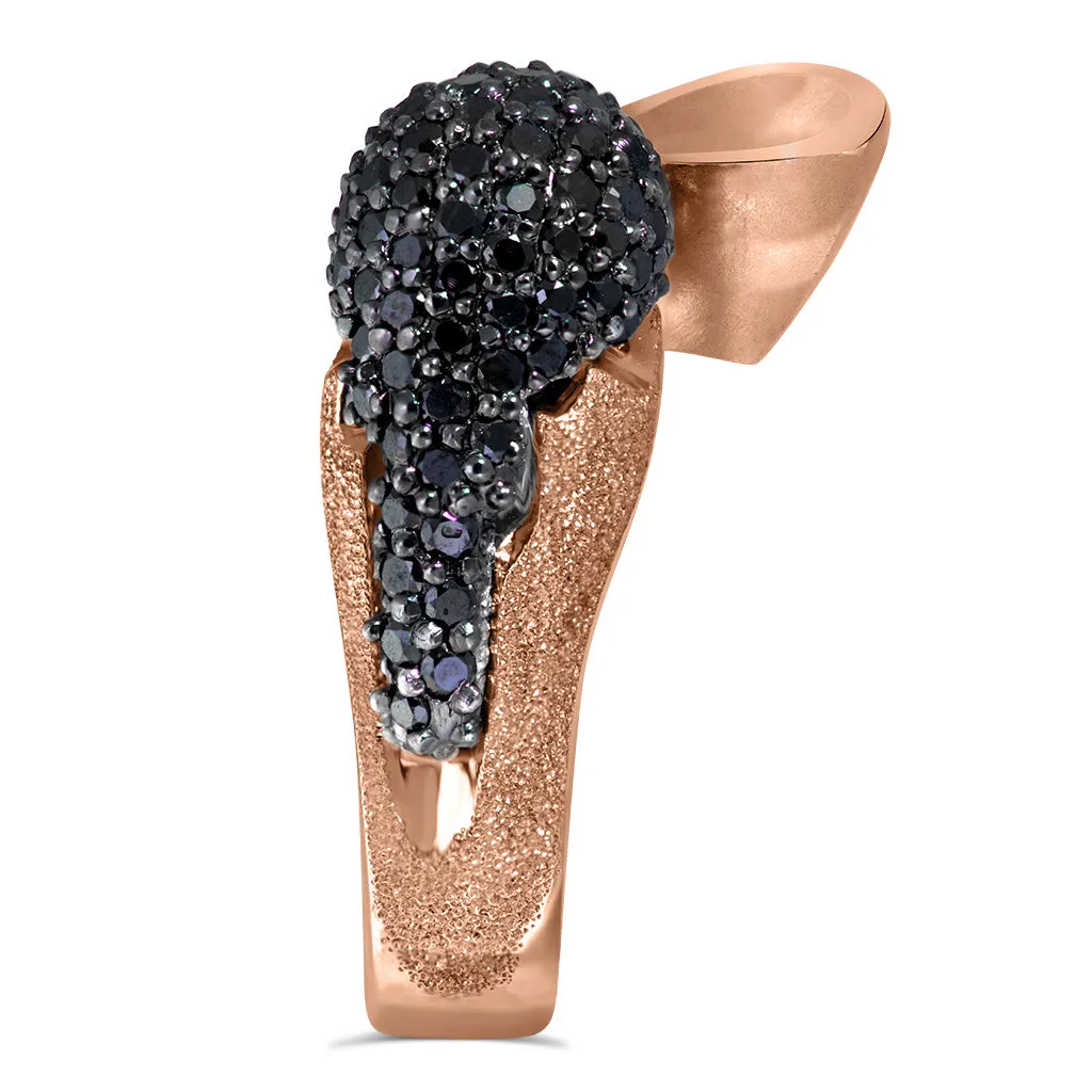 Gold Calla Ring with Black Diamonds