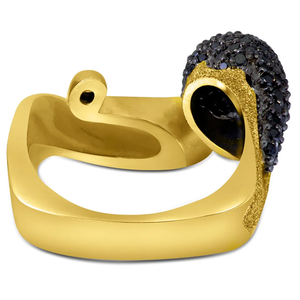 Gold Calla Ring with Black Diamonds