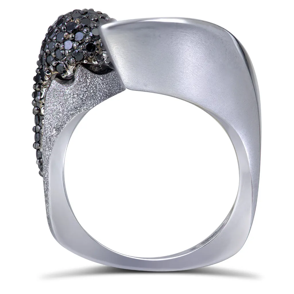 Gold Calla Ring with Black Diamonds