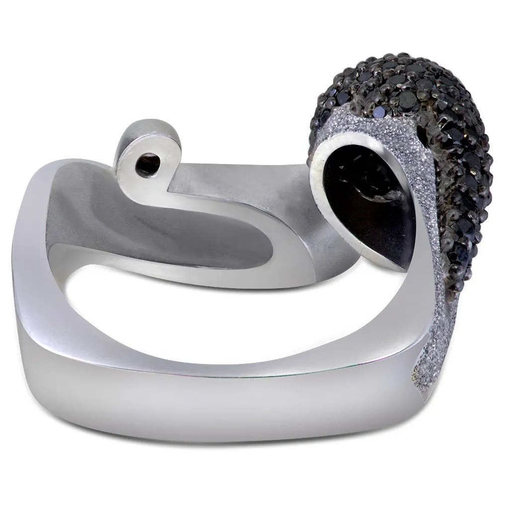 Gold Calla Ring with Black Diamonds