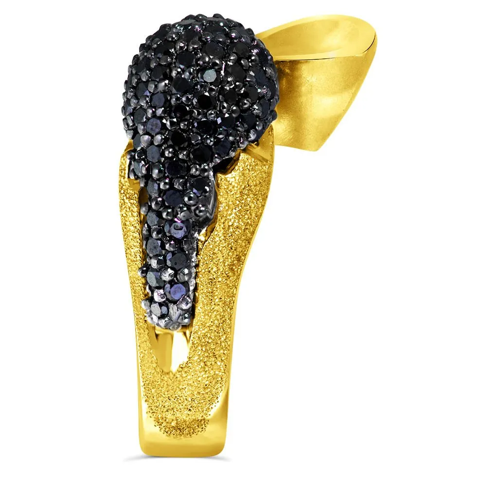 Gold Calla Ring with Black Diamonds