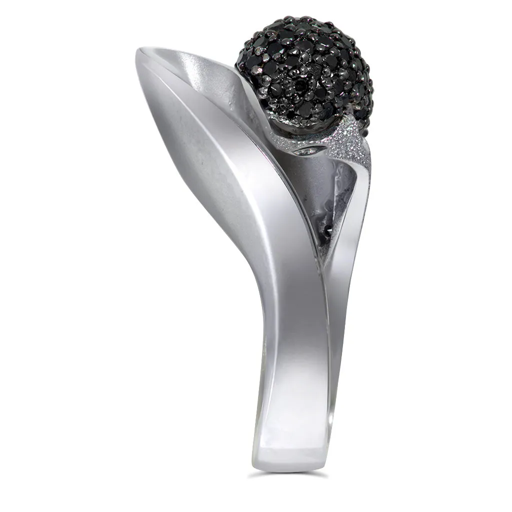 Gold Calla Ring with Black Diamonds
