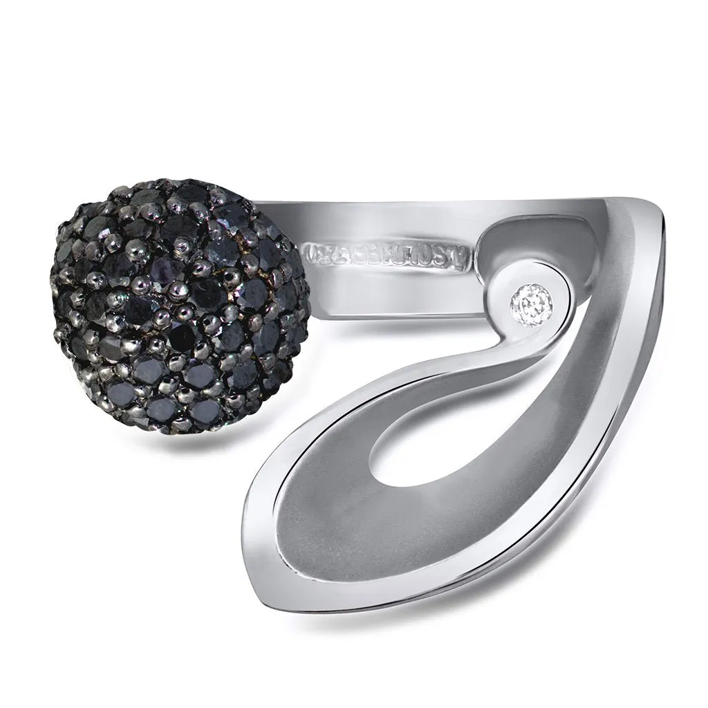 Gold Calla Ring with Black Diamonds