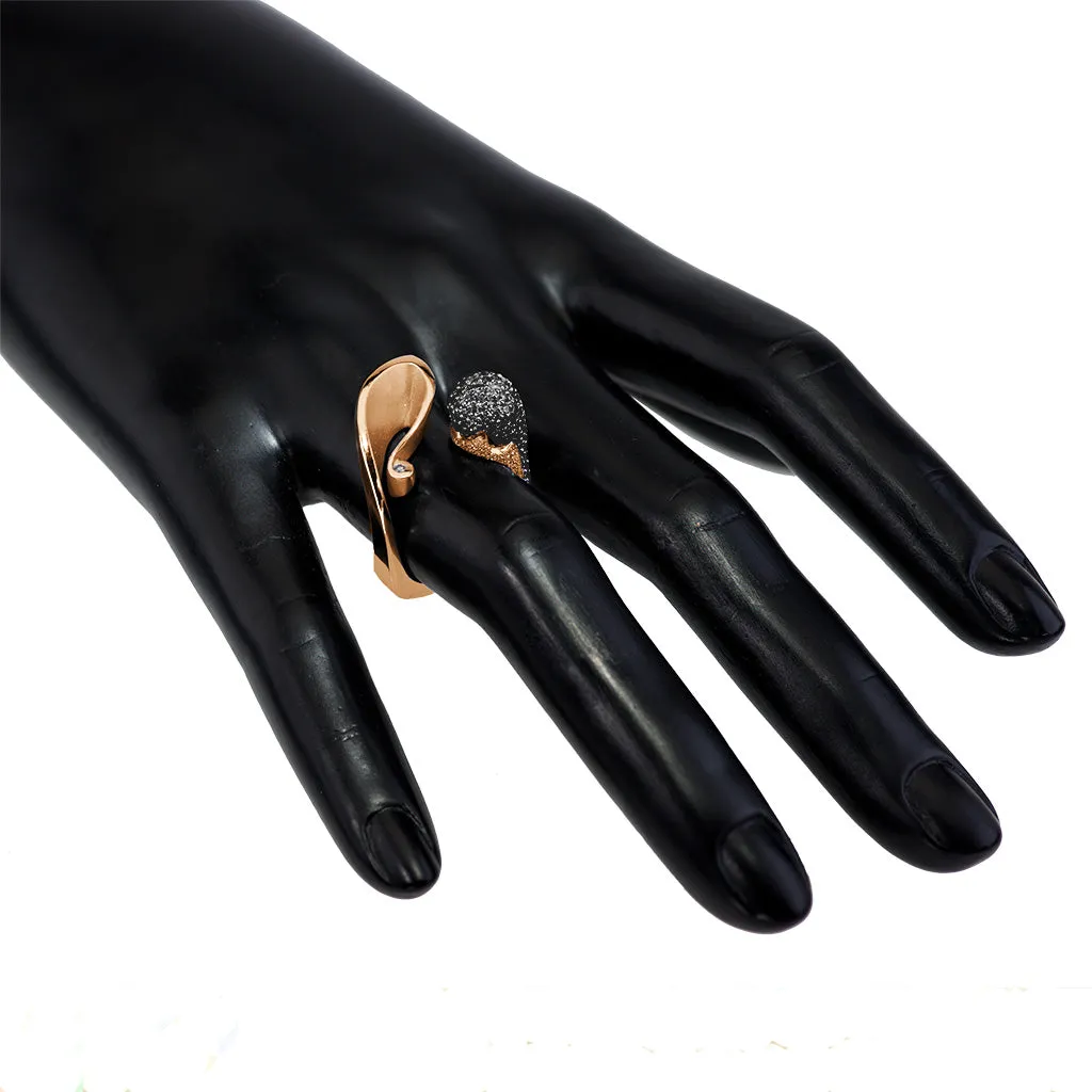 Gold Calla Ring with Black Diamonds