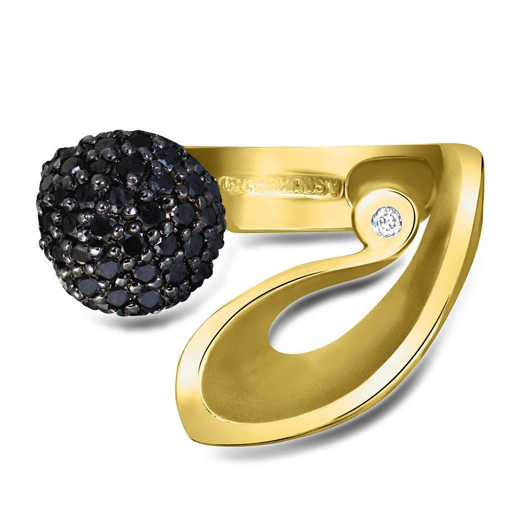 Gold Calla Ring with Black Diamonds