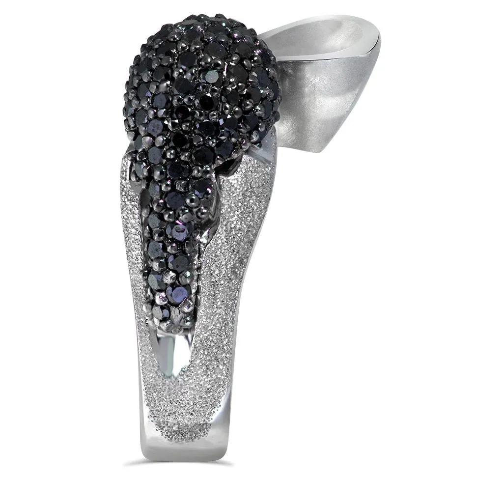 Gold Calla Ring with Black Diamonds