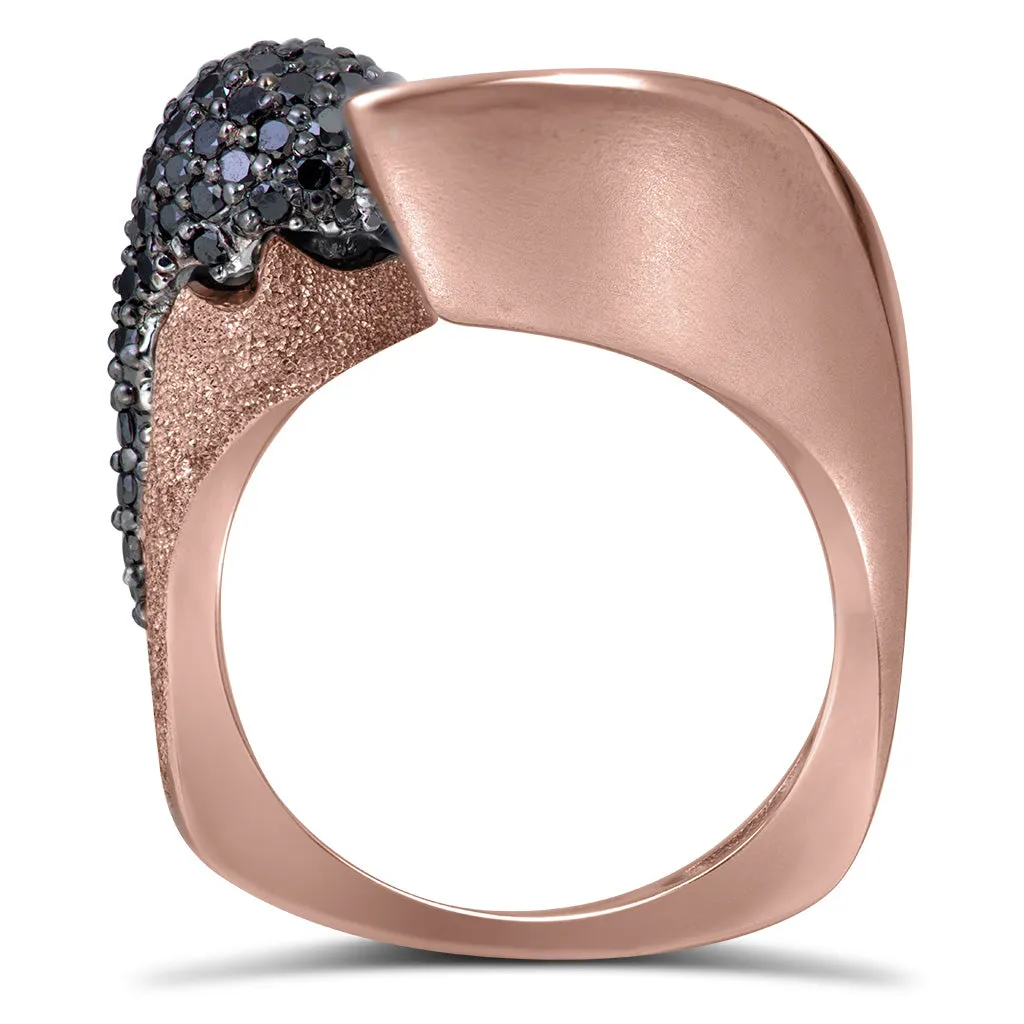 Gold Calla Ring with Black Diamonds