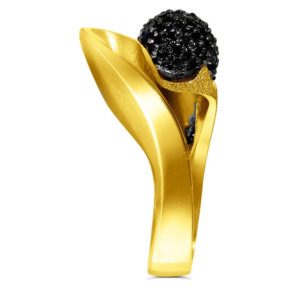 Gold Calla Ring with Black Diamonds
