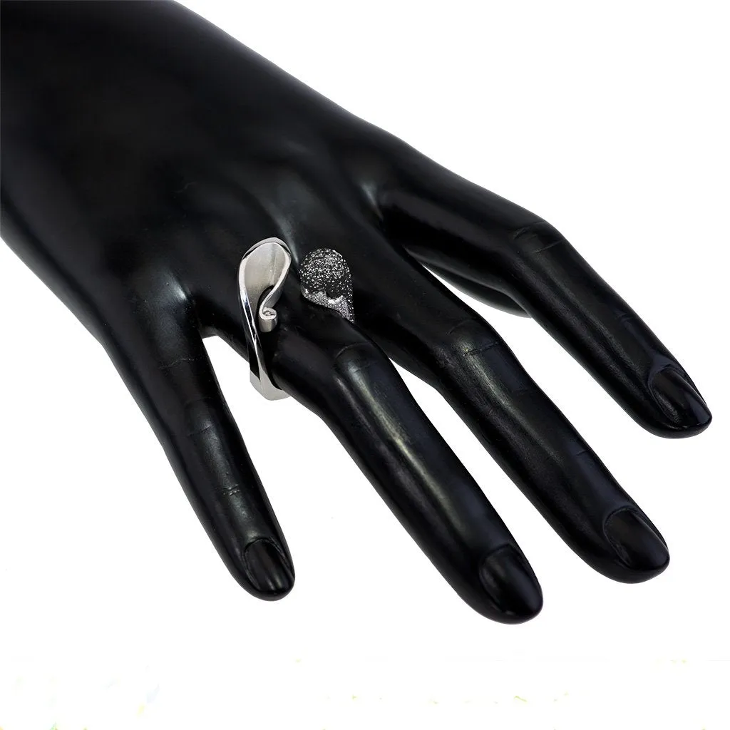 Gold Calla Ring with Black Diamonds