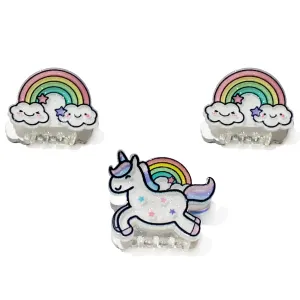 Great Pretenders Unicorn and Rainbow Mini Hairclips 3pc Set