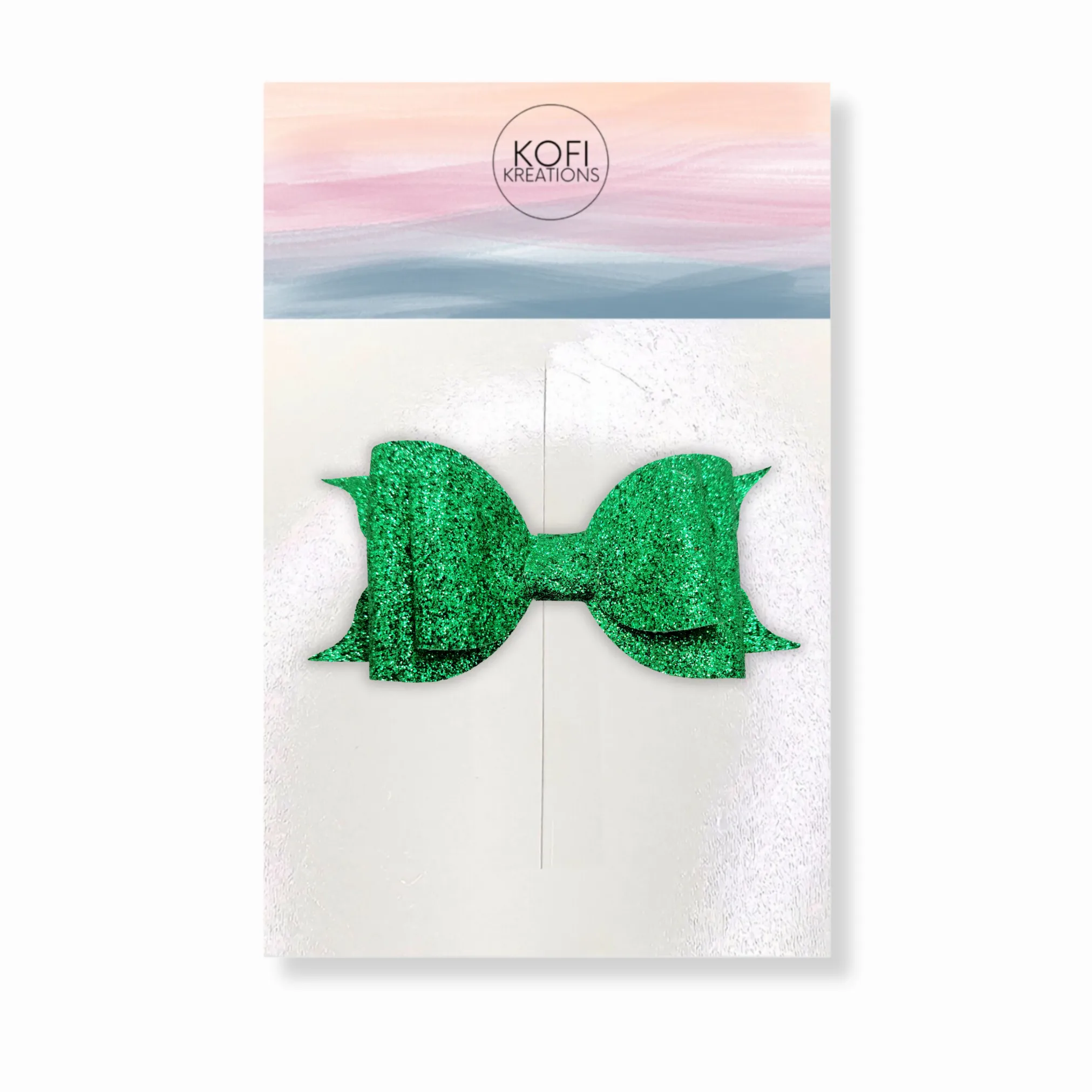 Green Glitter Hair Bow