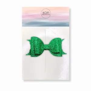 Green Glitter Hair Bow