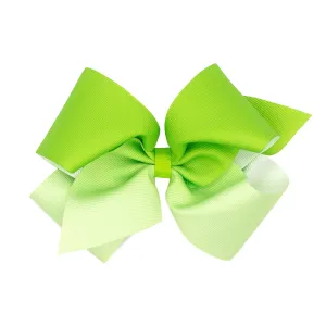 Green Ombre Color-Block Print Hair Bow on Clippie
