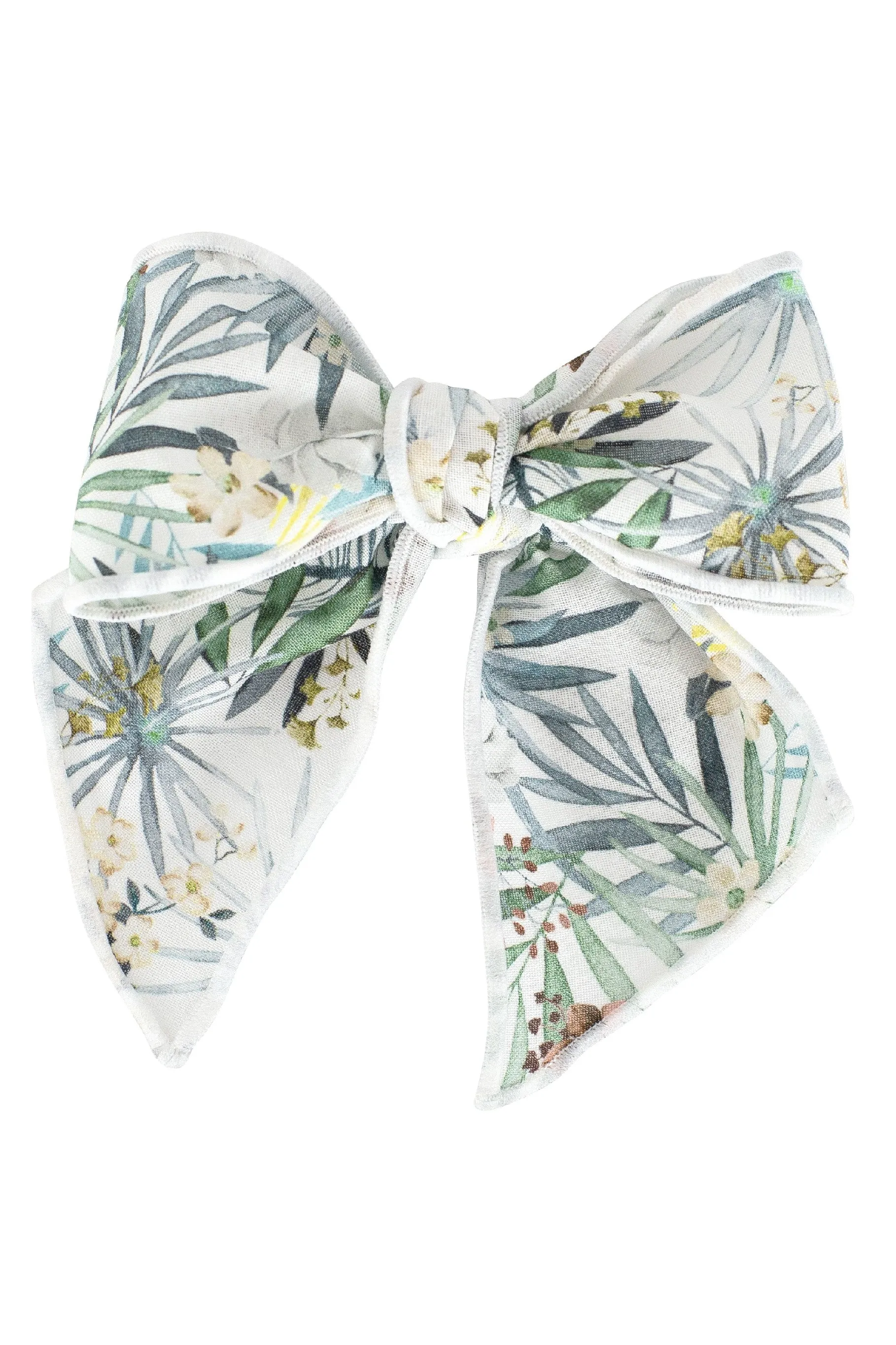 Green Tropical Floral Print Hair Bow
