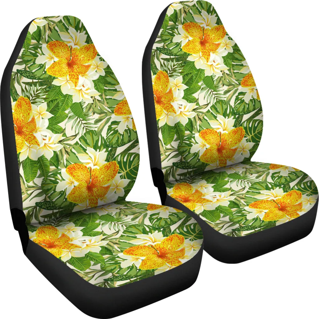 Green Yellow and Orange Tropical Flower Car Seat Covers