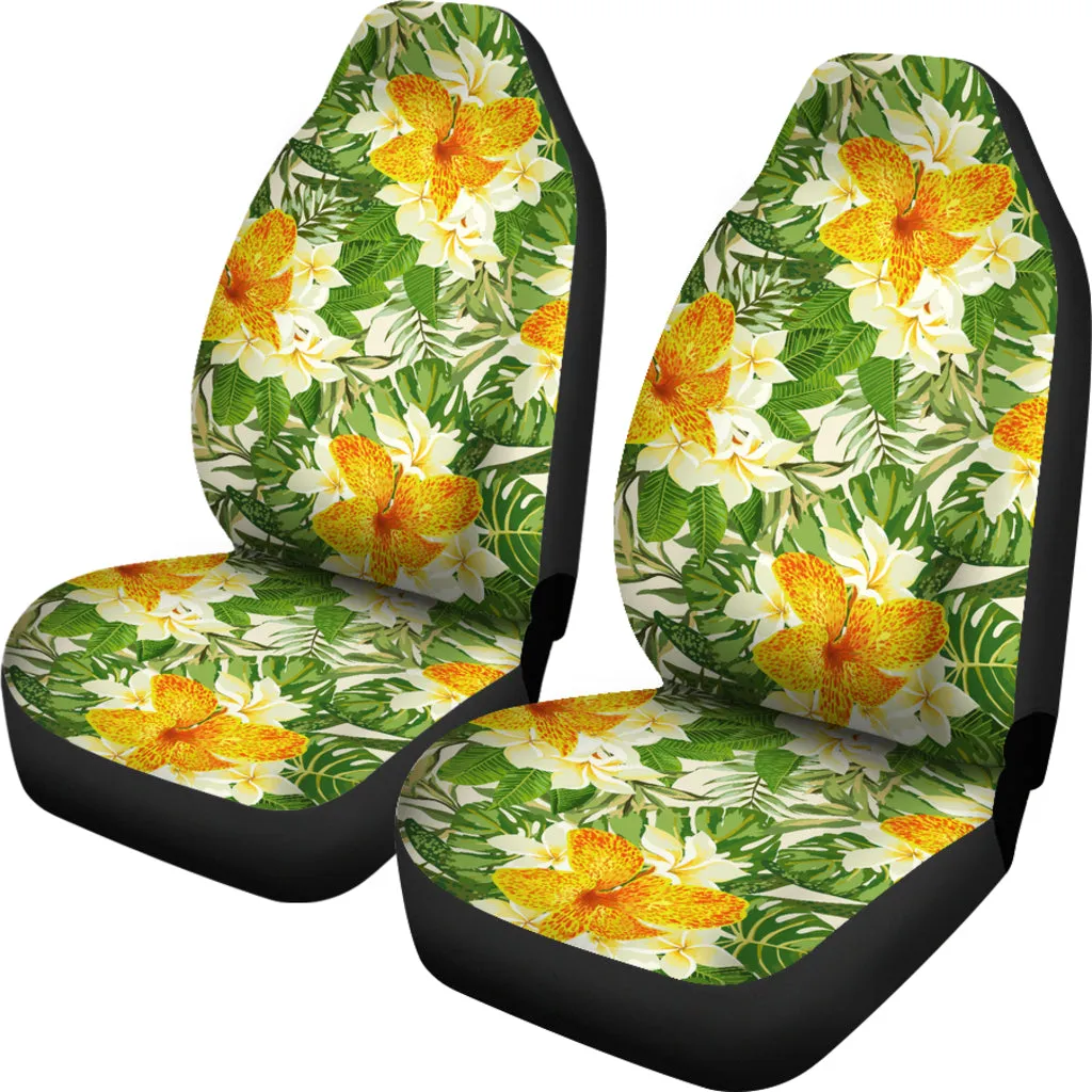 Green Yellow and Orange Tropical Flower Car Seat Covers